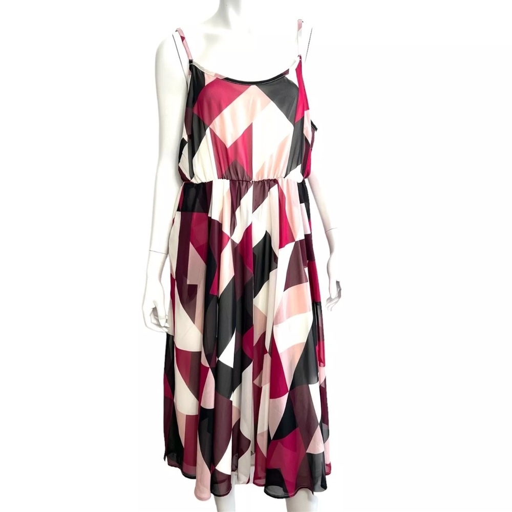 torrid Pink Black Cream Geometric Maxi Dress